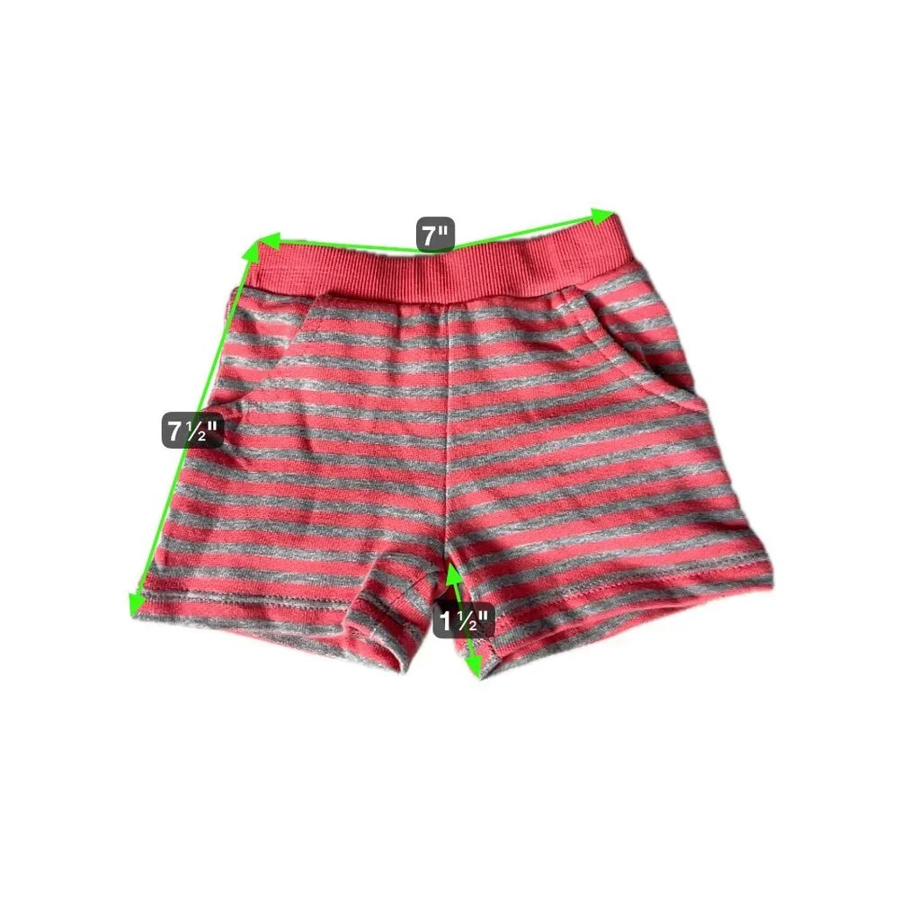 Sterling Baby‎ Girl Striped Cotton Shorts Pink/Gray Size NB Soft & Comfortable
